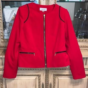 Red Calvin Klein blazer